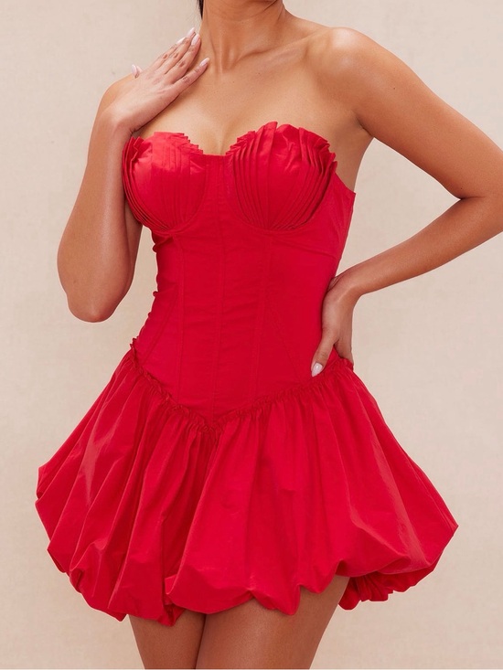 Fashion Nova Dresses & Skirts - Fashion Nova Strapless Red Corset Bubble Mini Dress